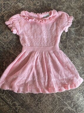Janie and Jack Light Pink Knit Ruffle-Trim Dress